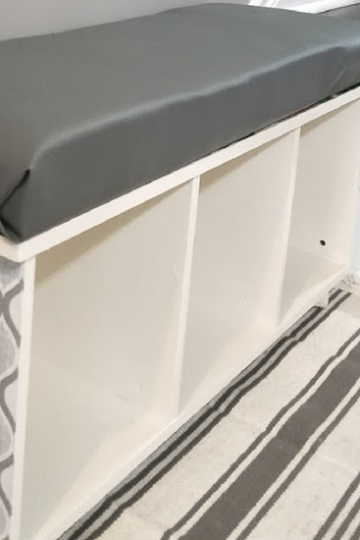 DIY Hack Kids Disney Bench into entryway seating bench