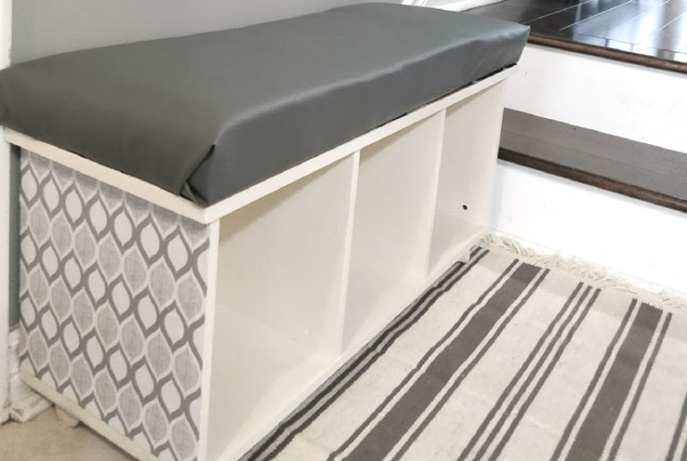 DIY Hack Kids Disney Bench into entryway seating bench