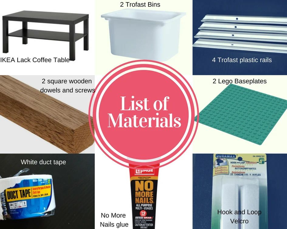 DIY Lego table hack list of materials