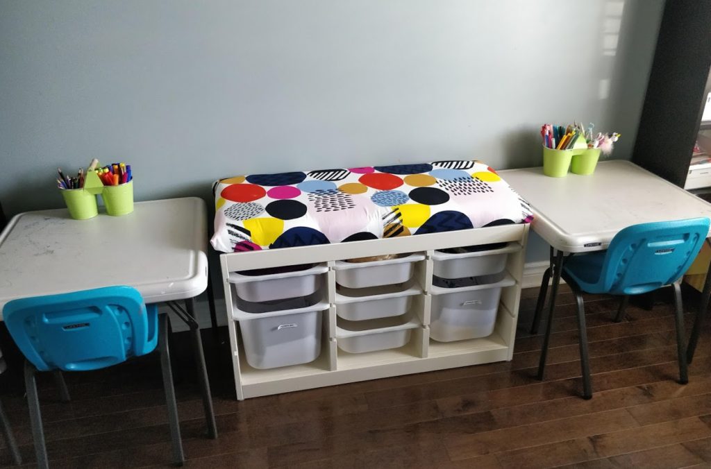 IKEA Kallax Hack Turn Bookshelf into a Seating Bench with Storage {DIY}
