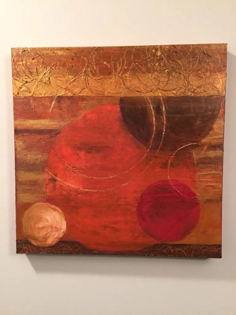 Orange Gold and Pink Abstract Painting