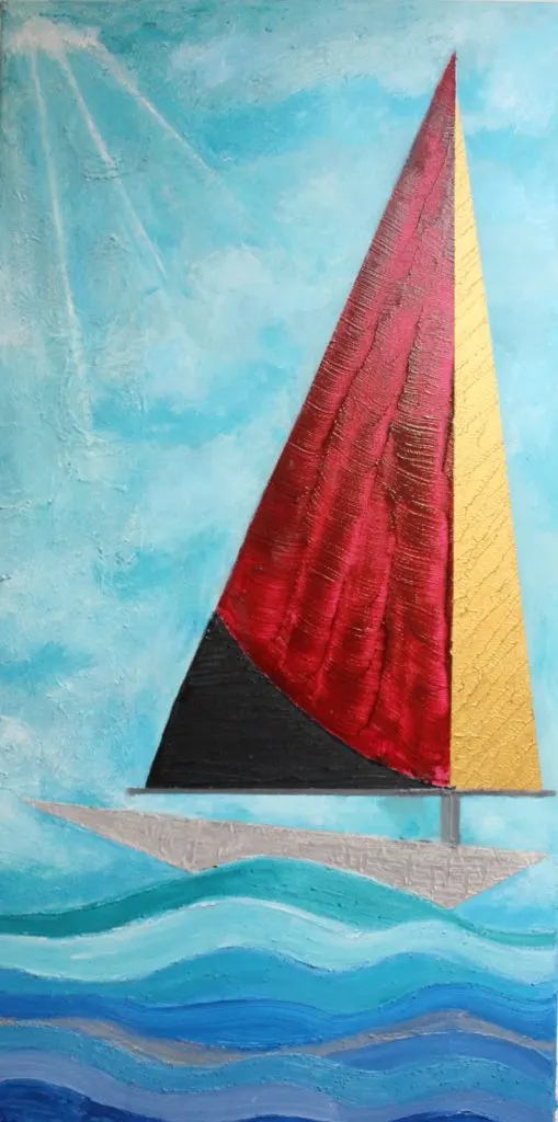 Abstract Acrylic Sailboat at Sea