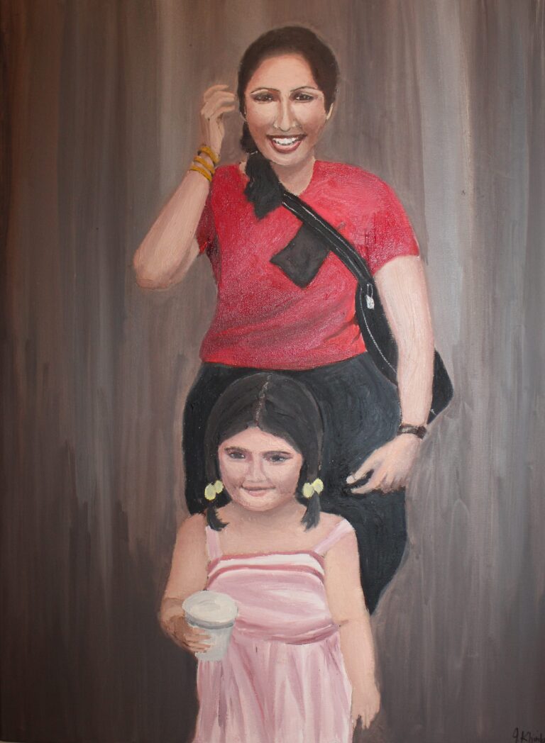 Mom and Daughter Portrait Art