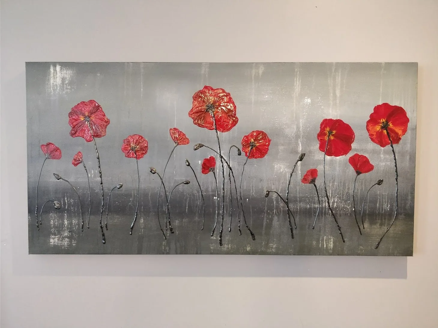 Red Poppies Acrylic Abstract