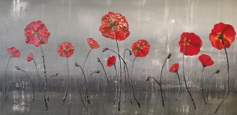 Red Poppies Acrylic Abstract