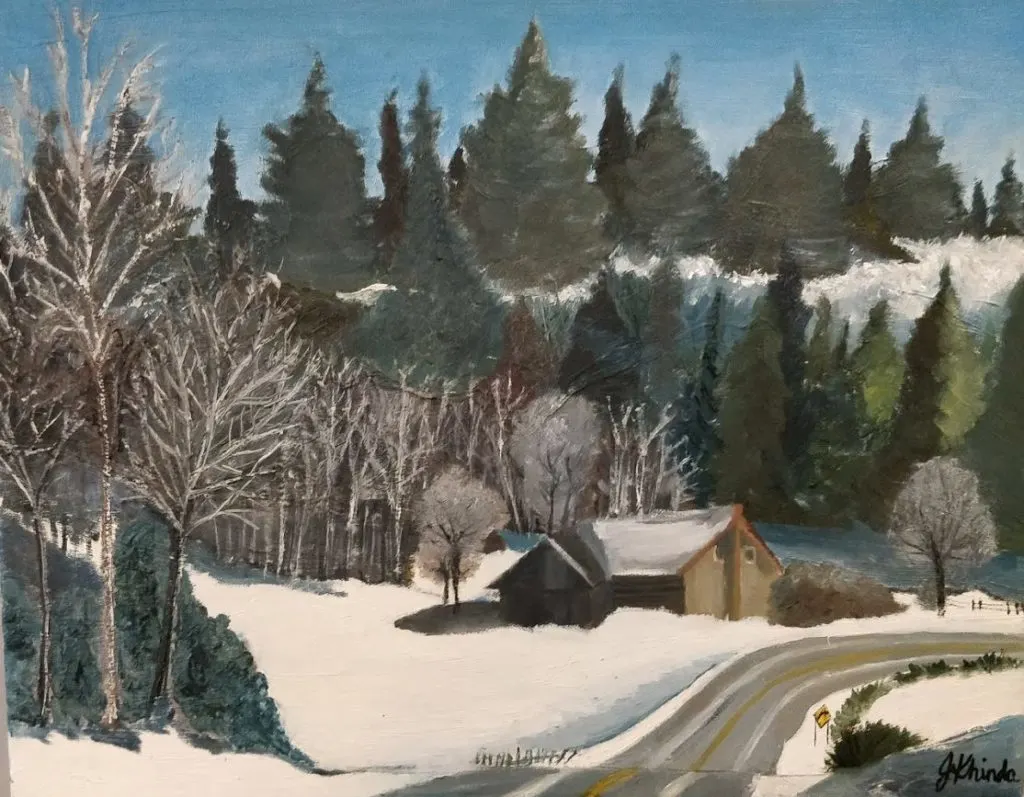 Oil on Canvas - Winter Cabin