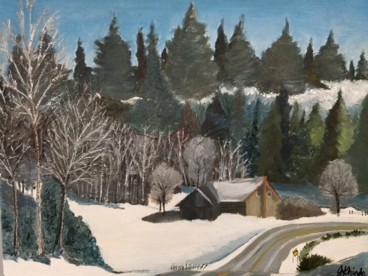 Oil on Canvas - Winter Cabin
