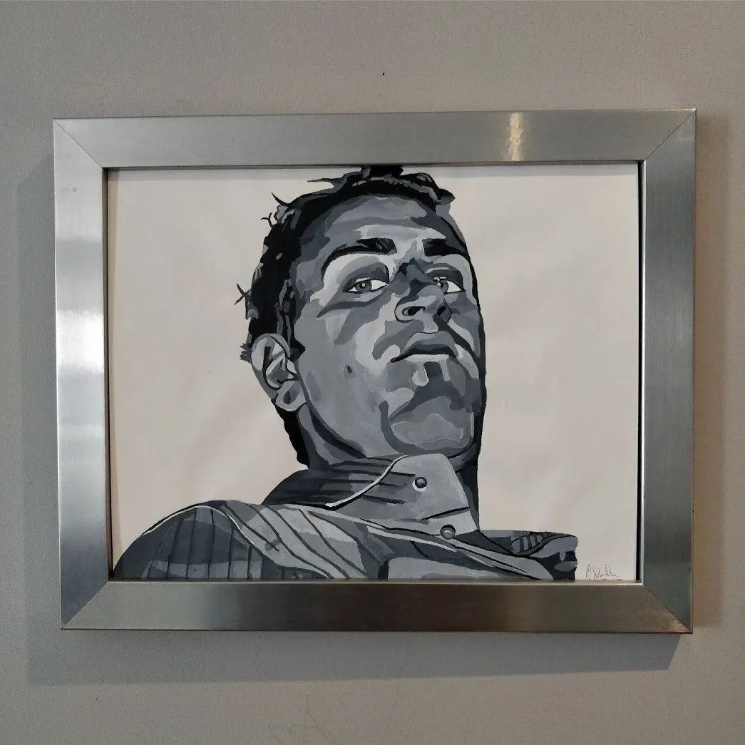 Acrylic portrait black and white Man