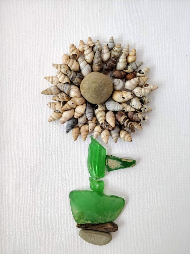 sea glass art flower