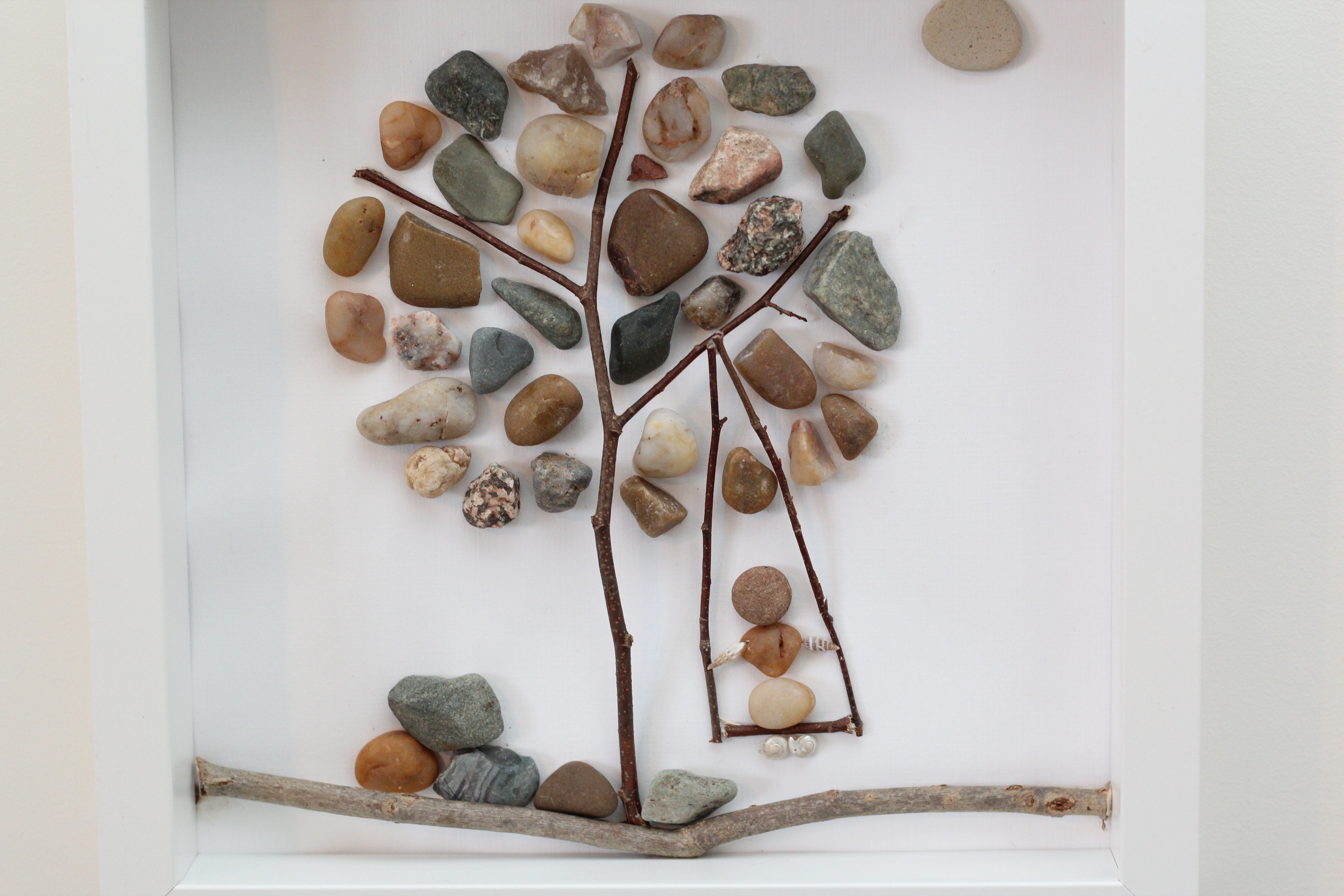 framed pebble art tree wall decor