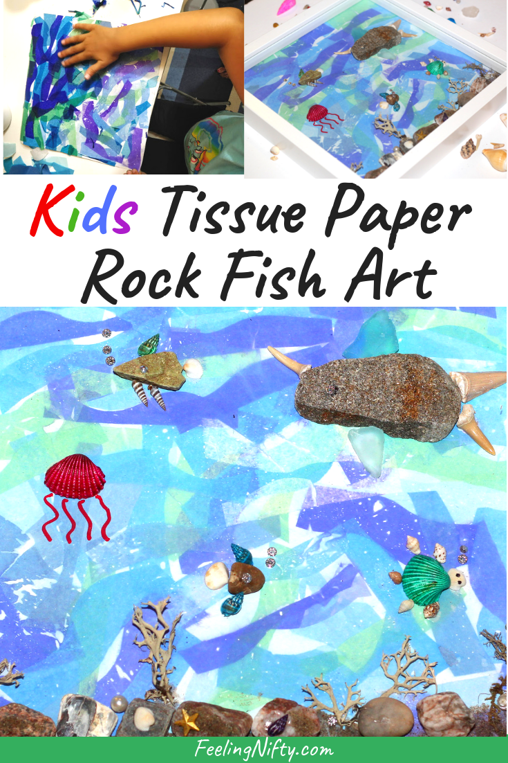 tissue paper art rock fish craft