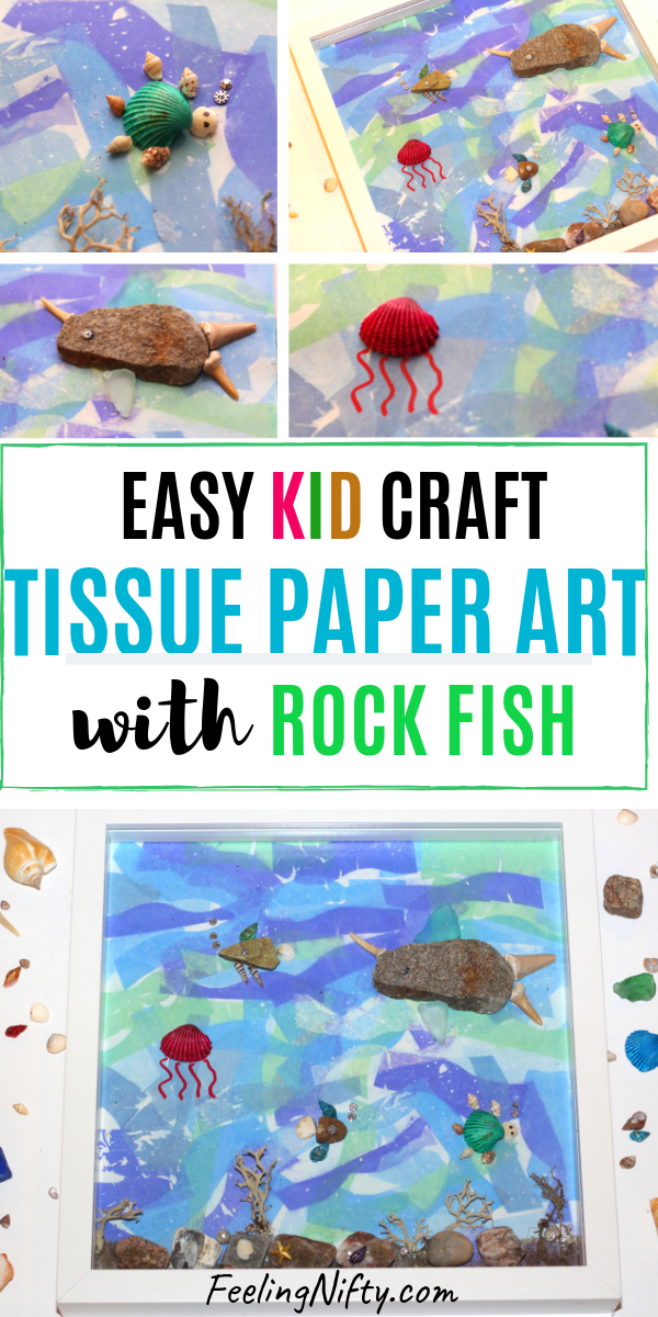 Fish Craft with rocks and tissue paper art techniques