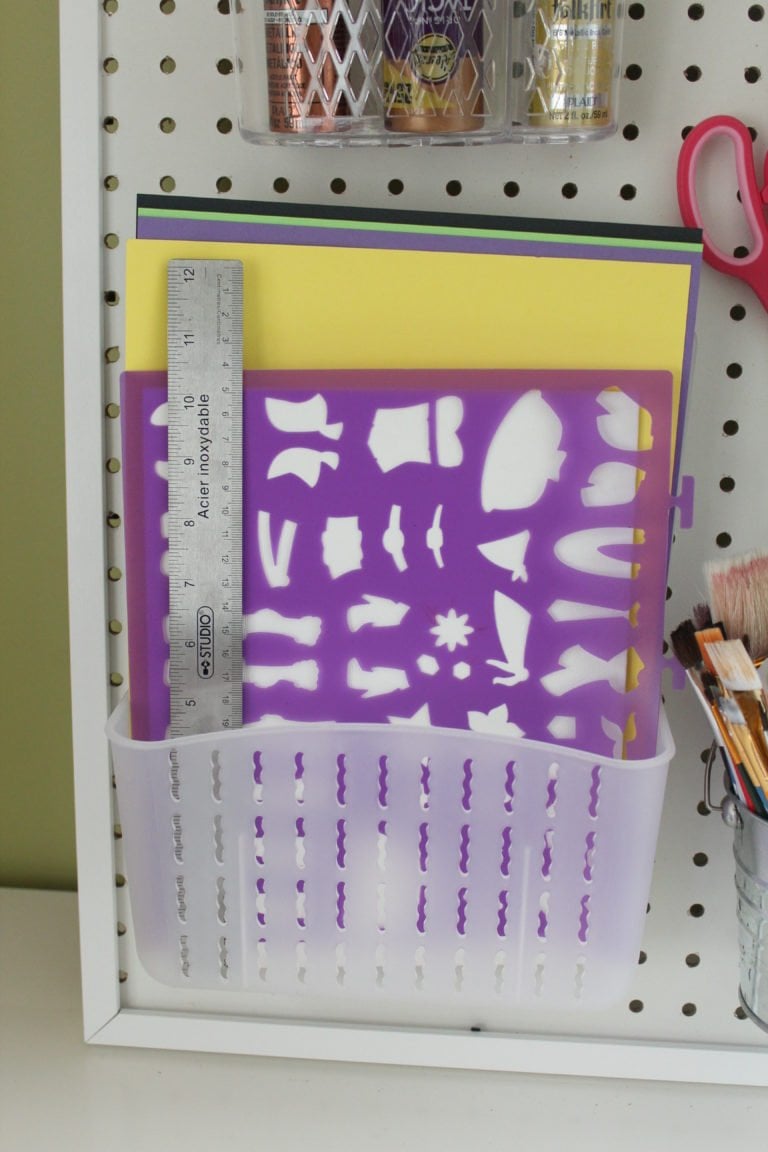 DIY Pegboard for Craft Room with Dollarstore accessories IKEA HACK