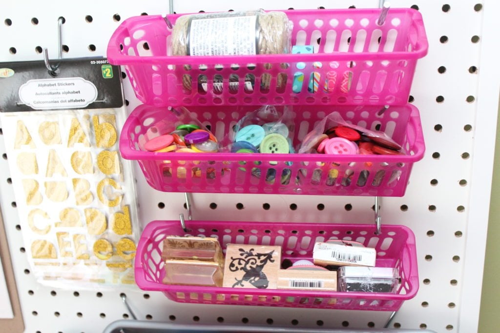 DIY Pegboard for Craft Room with Dollarstore accessories IKEA HACK