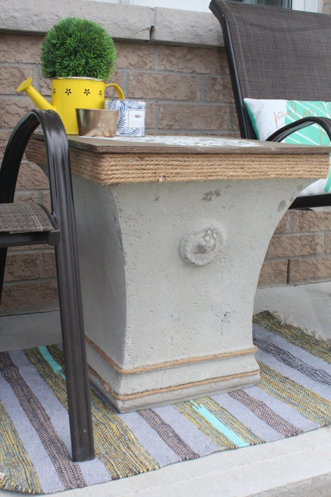 DIY Outdoor Side Table with Storage Upcycled from an Old Planter Feeling Nifty