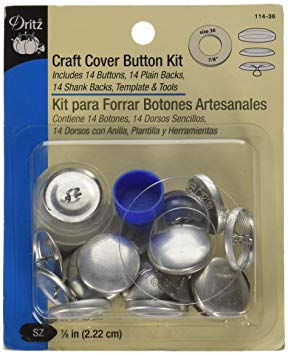 Dritz 114-36 Craft Cover Button Kit with Tools, Size 36 - ⅞-Inch, 14-Sets
