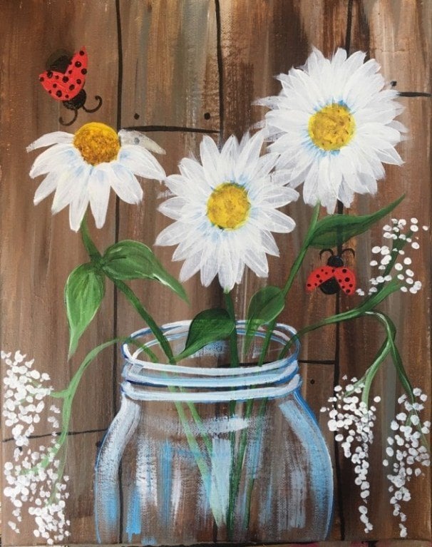 easy flower canvas painting ideas