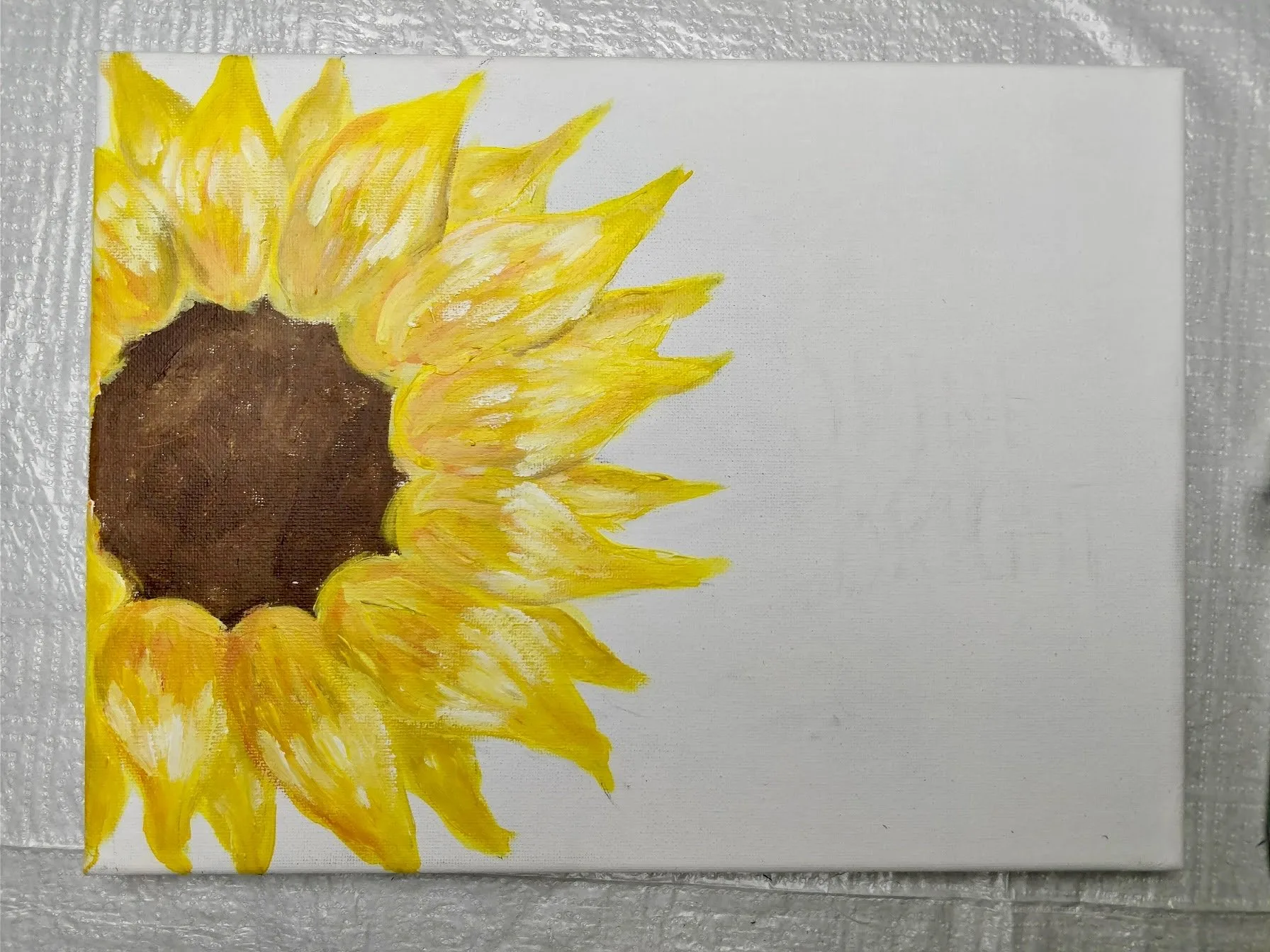 painting sunflowers in acrylic