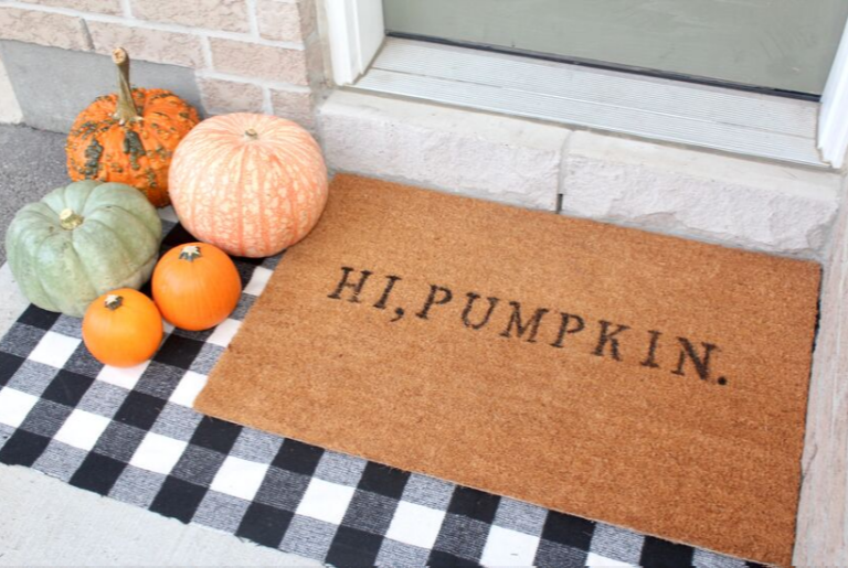 hi pumpkin custom funny doormat diy