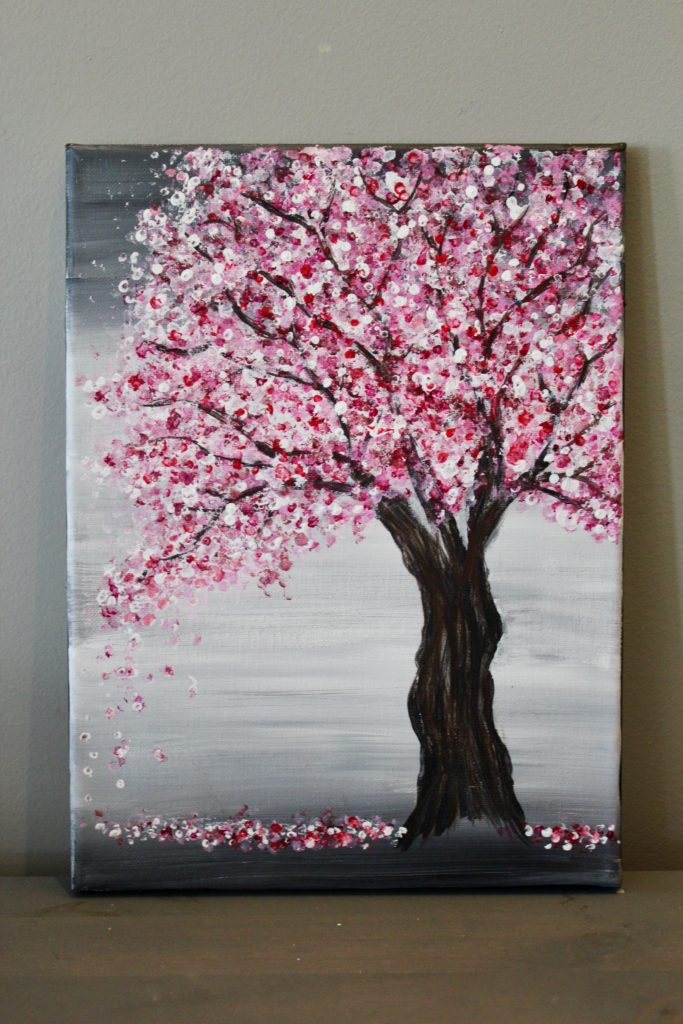cherry blossom tree painting easy painting tutorial for beginner