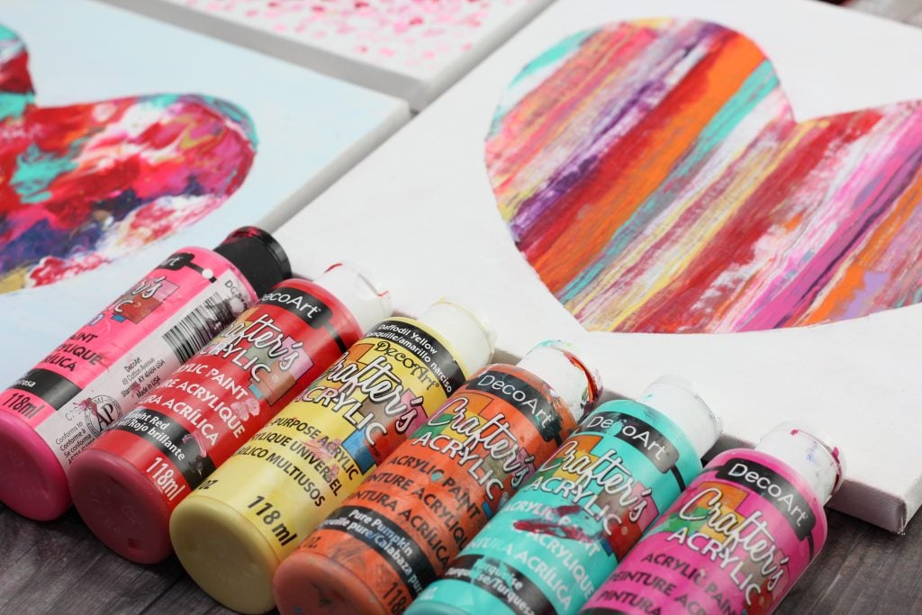 Heart Painting on Canvas 3 ways! Easy Tutorial for Kids & Adults.