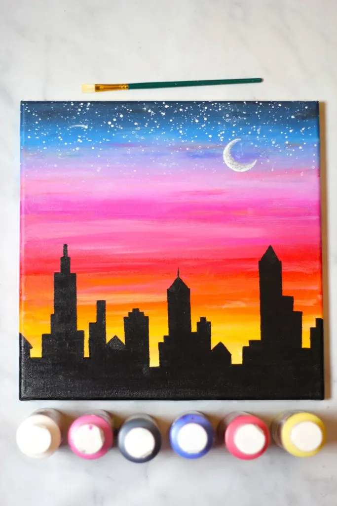 Sunset-cityscape-acrylic-painting-1