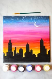 How to Paint a Sunset Cityscape For Beginners (Easy)