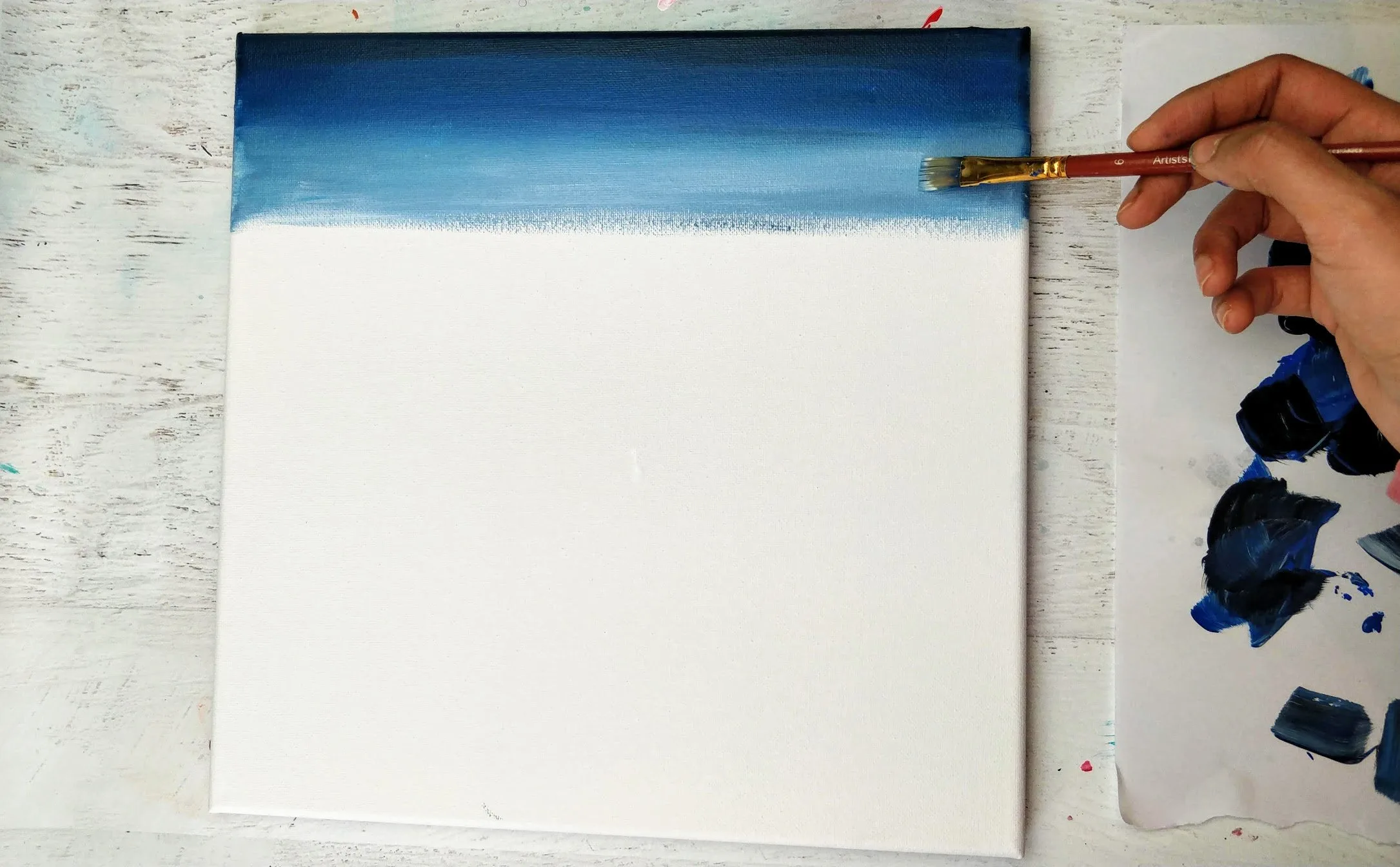 sunset painting acrylic blending blue