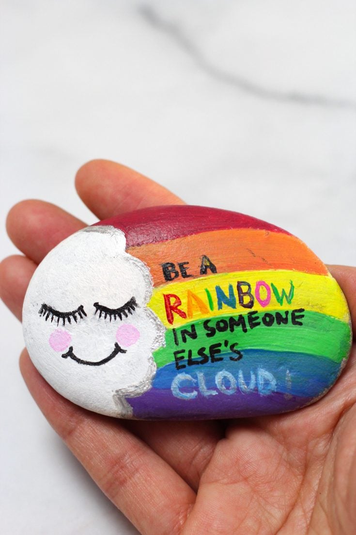 Painted-Rock-rainbow-cloud-easy