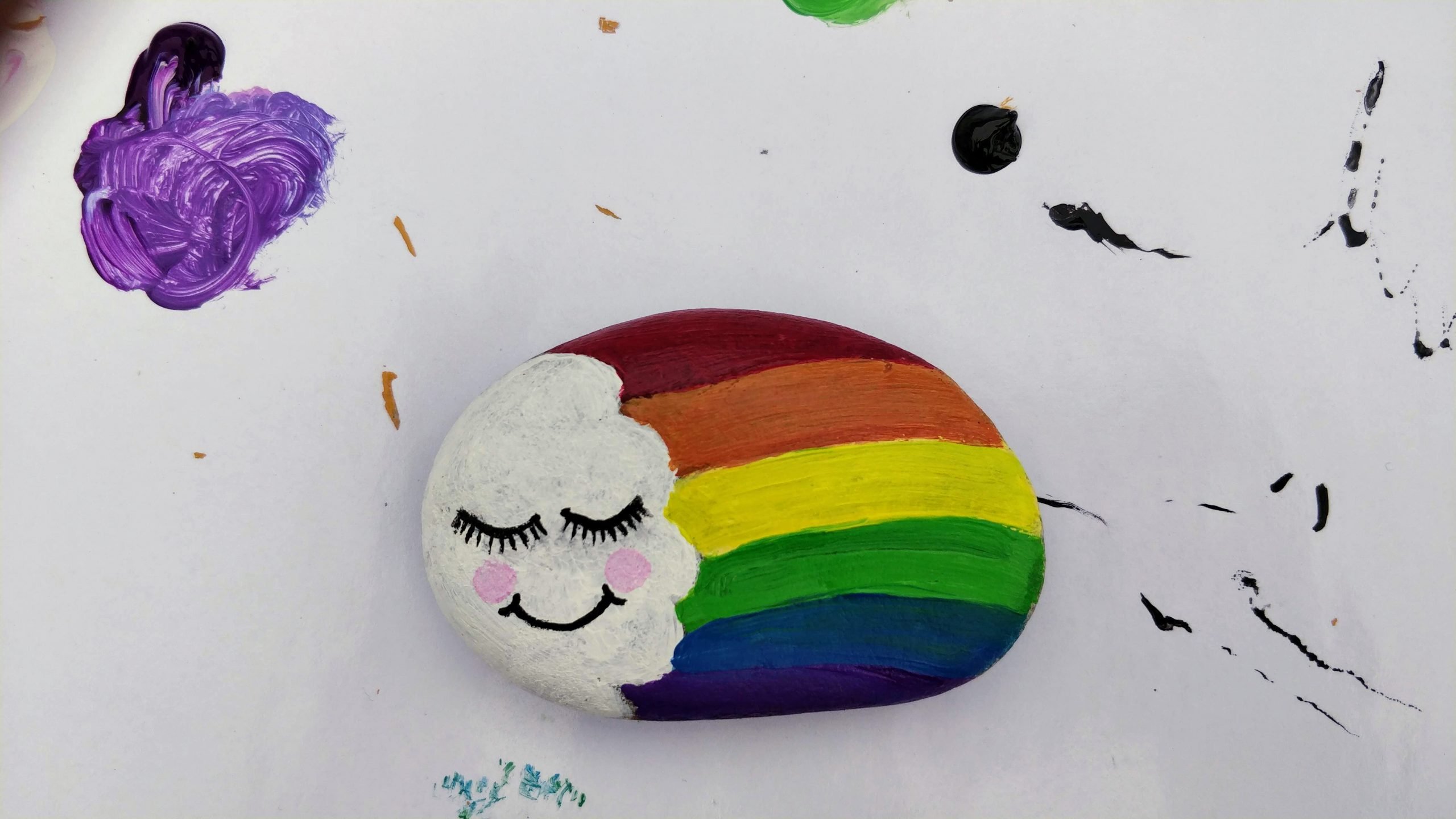 how to paint rocks face cloud