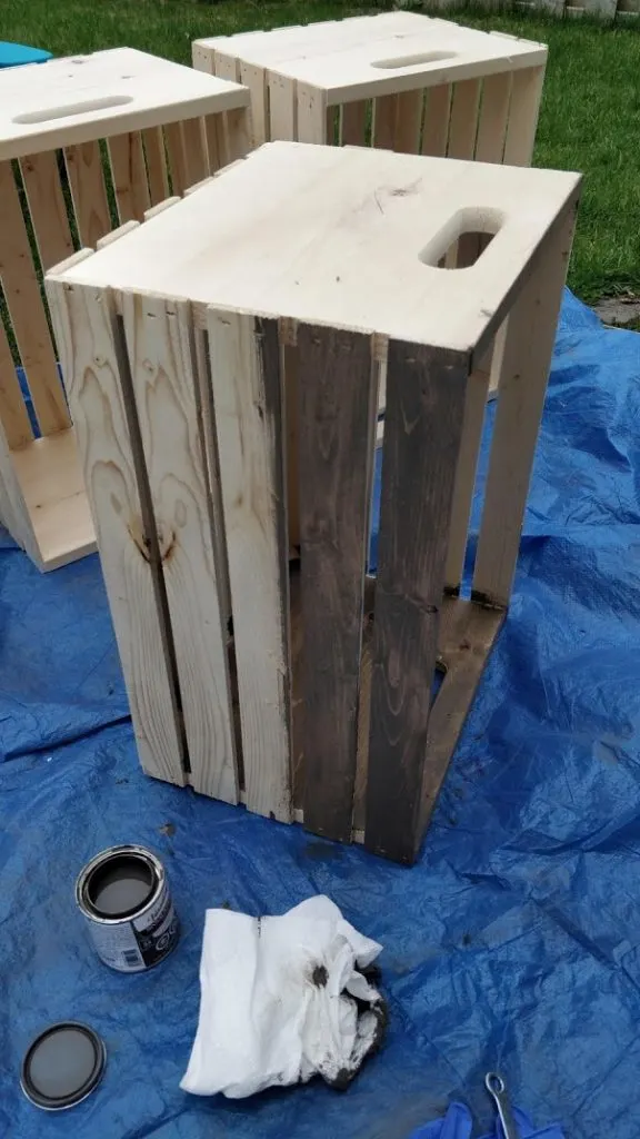 DIY Outdoor Crate Coffee Table with Wheels Rustic Farmhouse