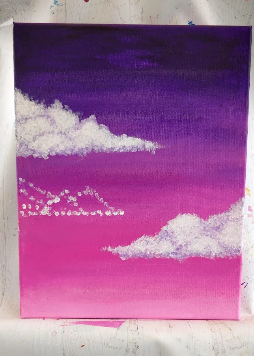 how to paint clouds pink sky