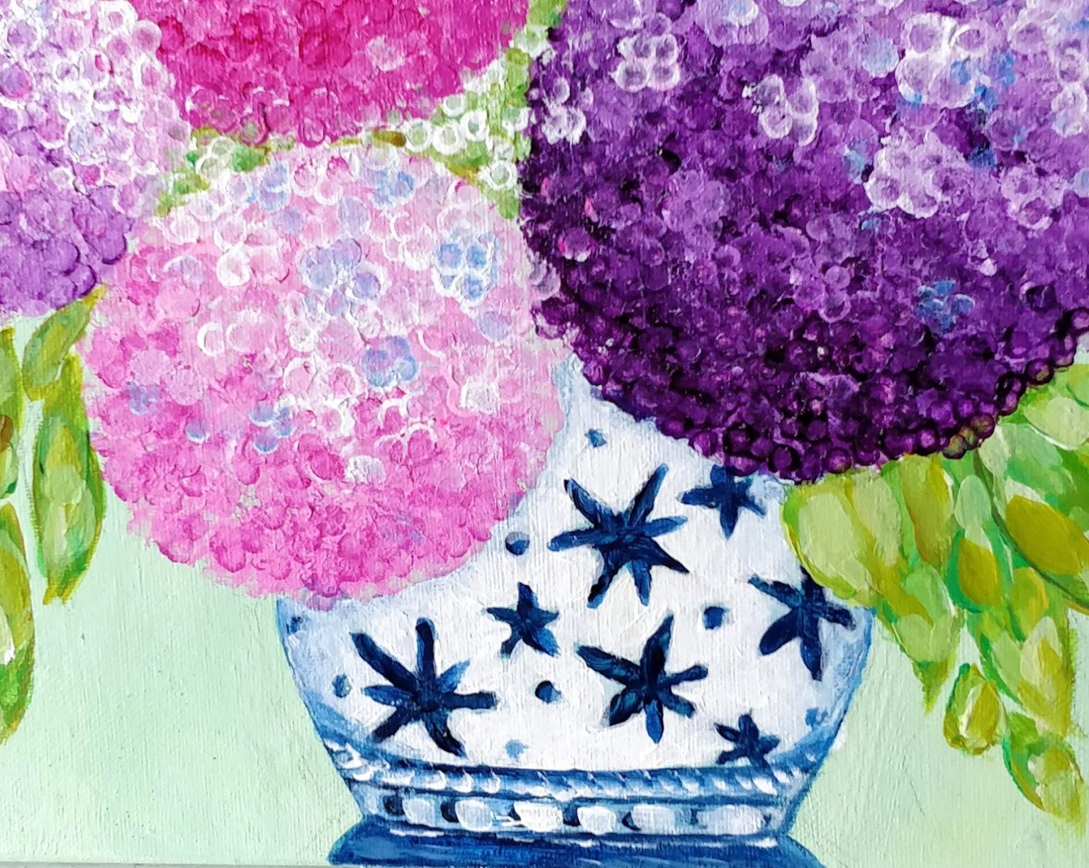 How to Paint Hydrangeas in a Jar Using Qtips and Bubble Wrap {Easy}
