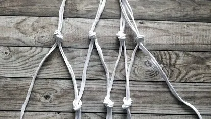 DIY macrame plant hanger tie knots