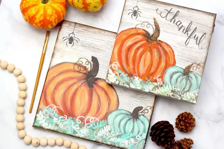 how to paint a pumpkin vintage fall painting