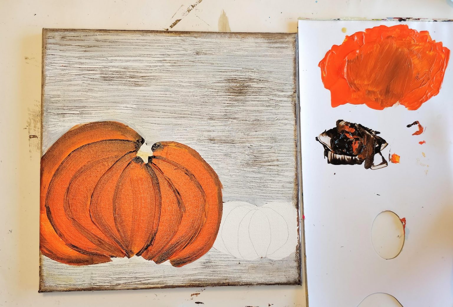 How to Paint a Pumpkin on Canvas Easy Beginner Fall Painting