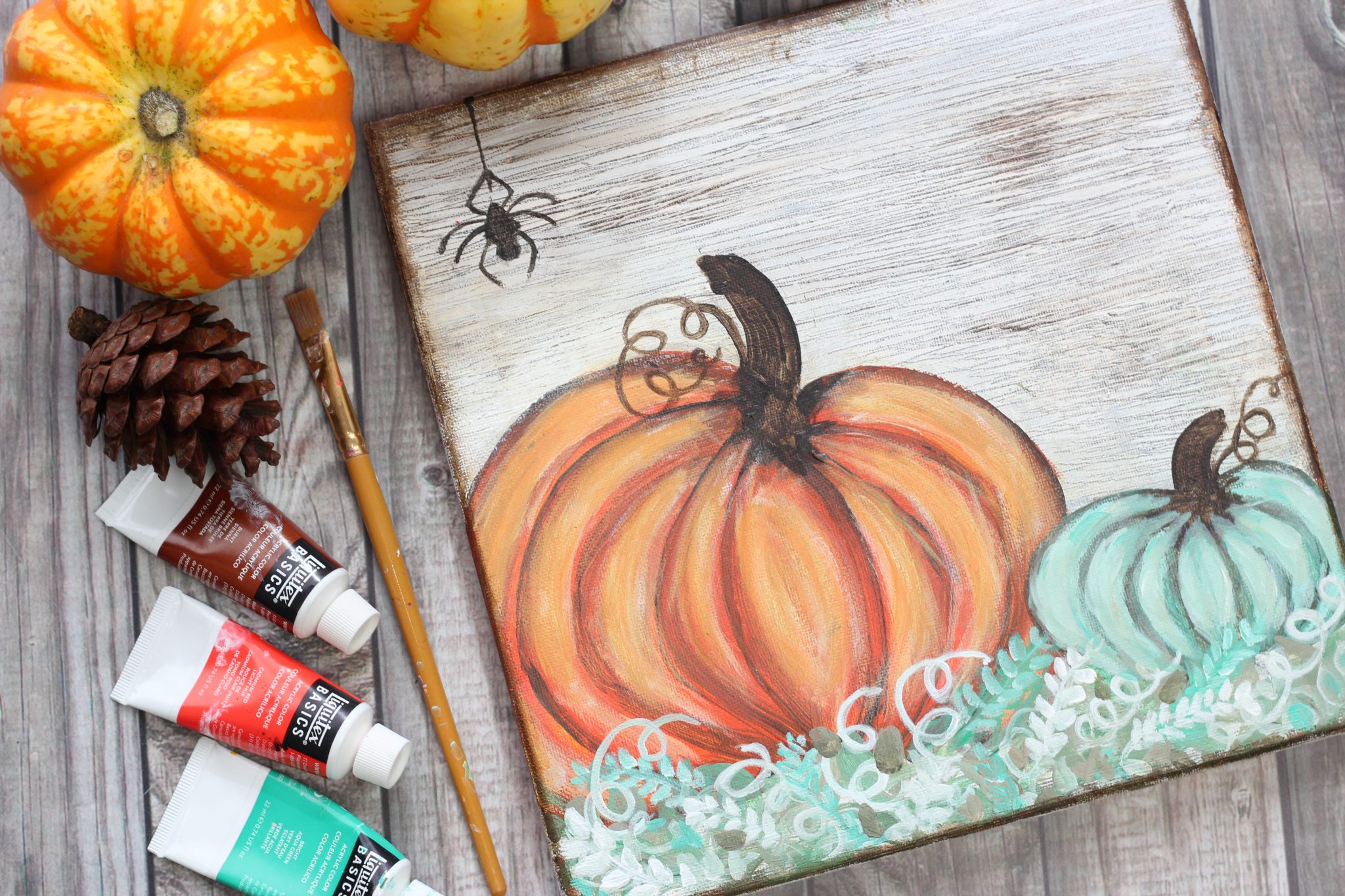 How to Paint a Pumpkin on Canvas Easy Beginner Fall Painting