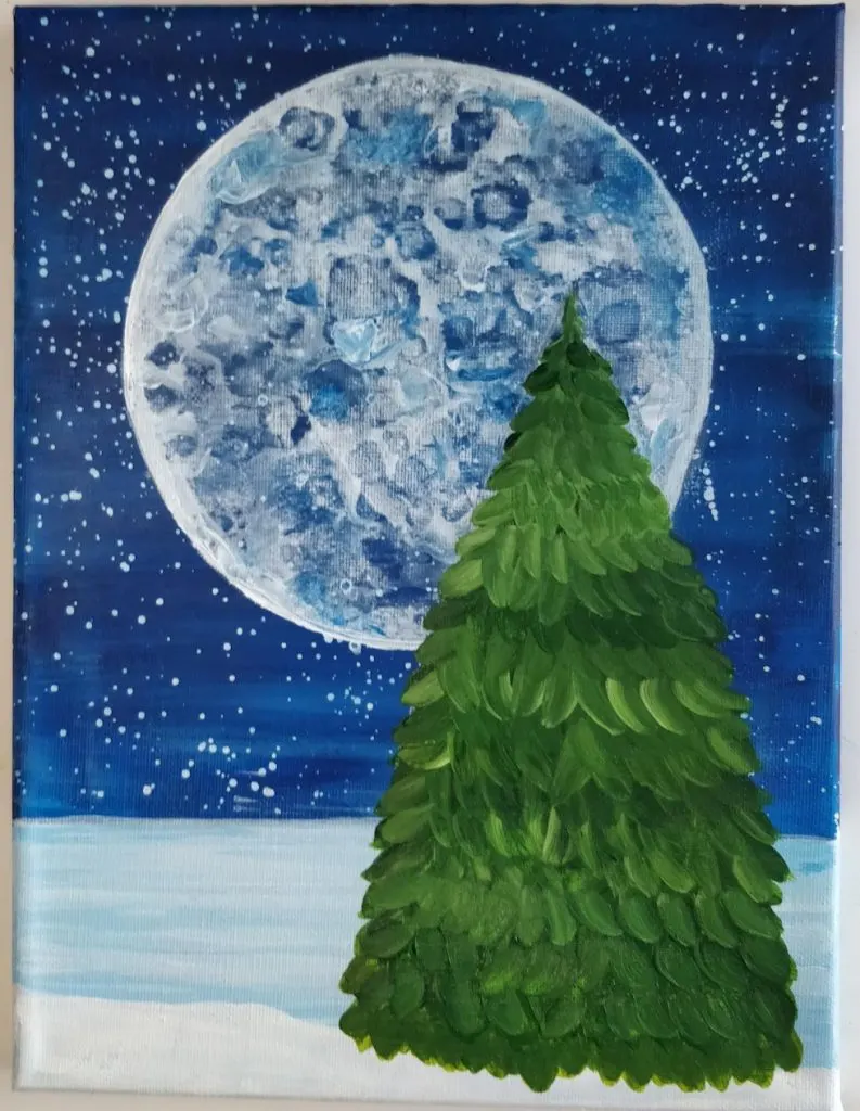 How to Paint a Christmas Tree on Canvas with One Stroke Technique