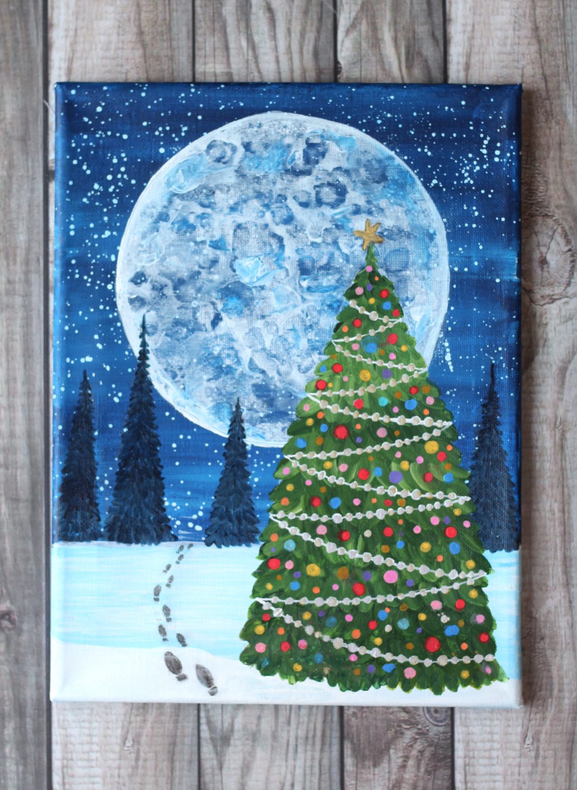 How to Paint a Christmas Tree on Canvas with OneStroke Technique