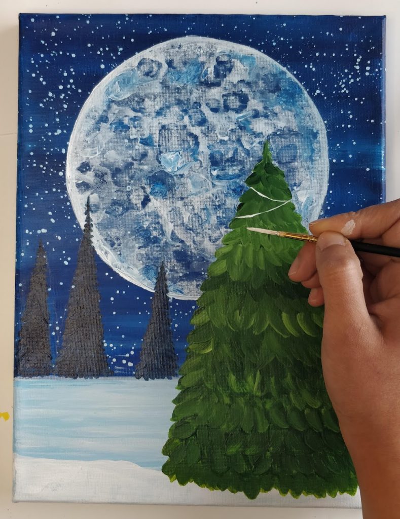 How to Paint a Christmas Tree on Canvas with One-Stroke Technique