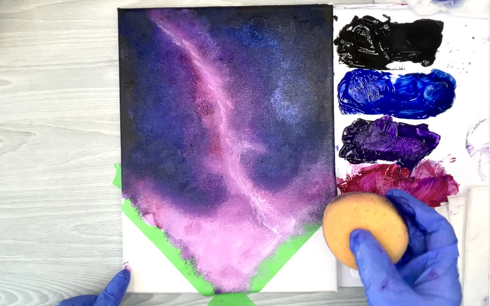 galaxy painting blending paint