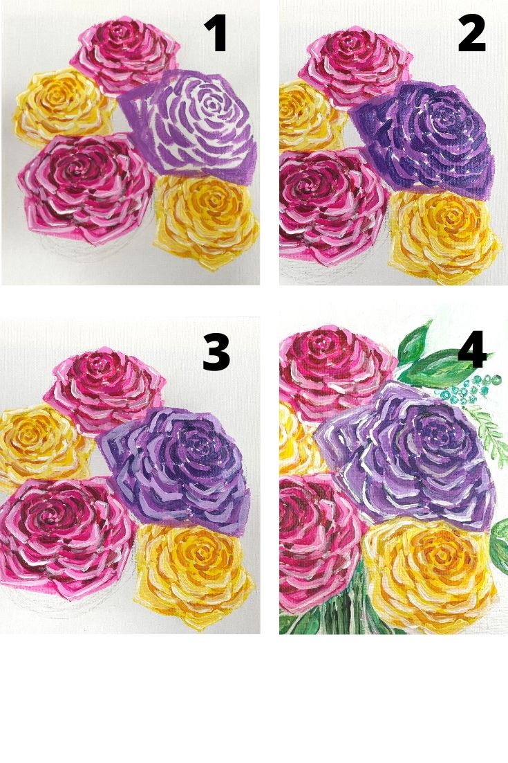 how to paint a rose - purple lavender