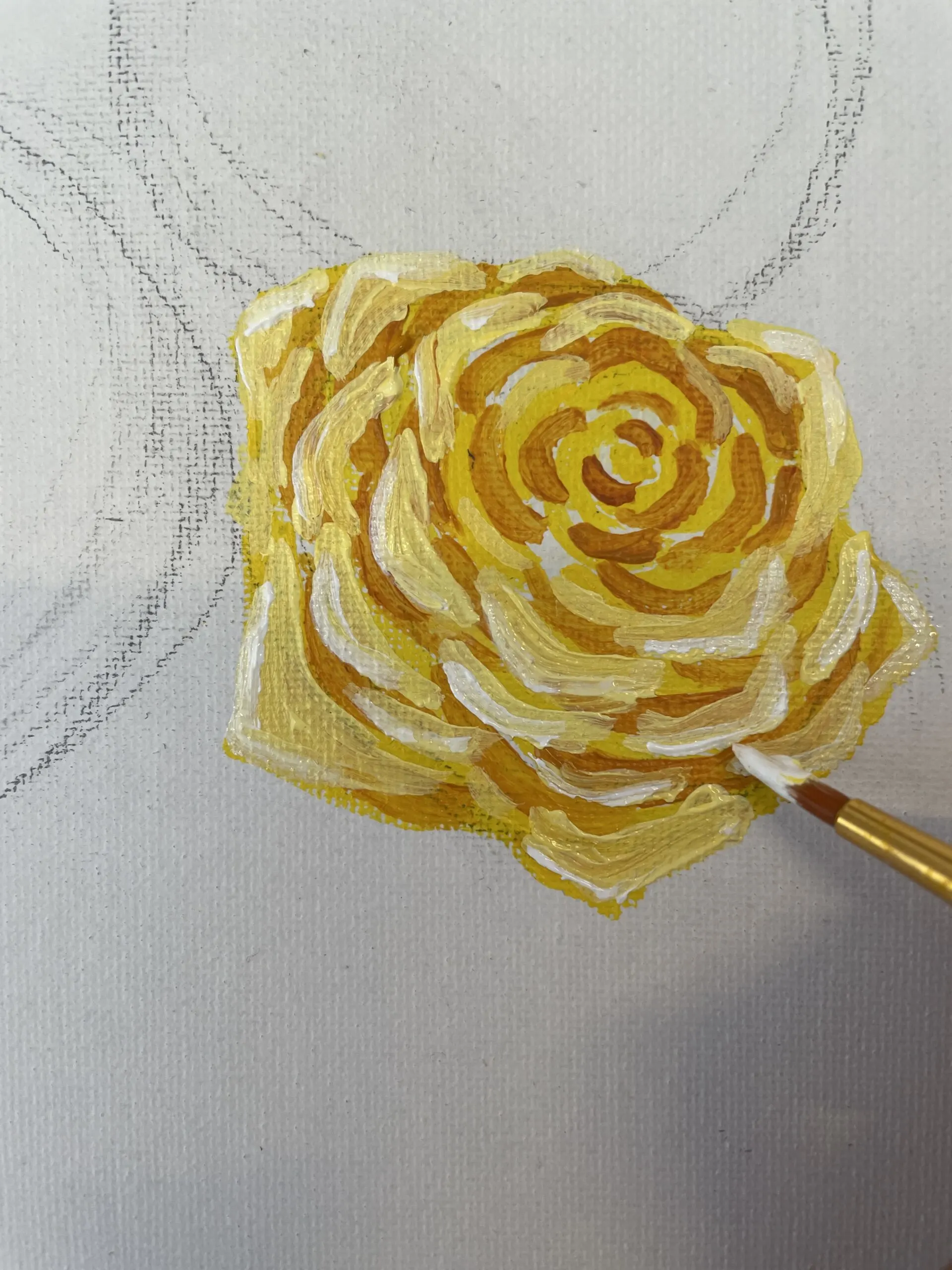 how to paint a yellow rose- beginner