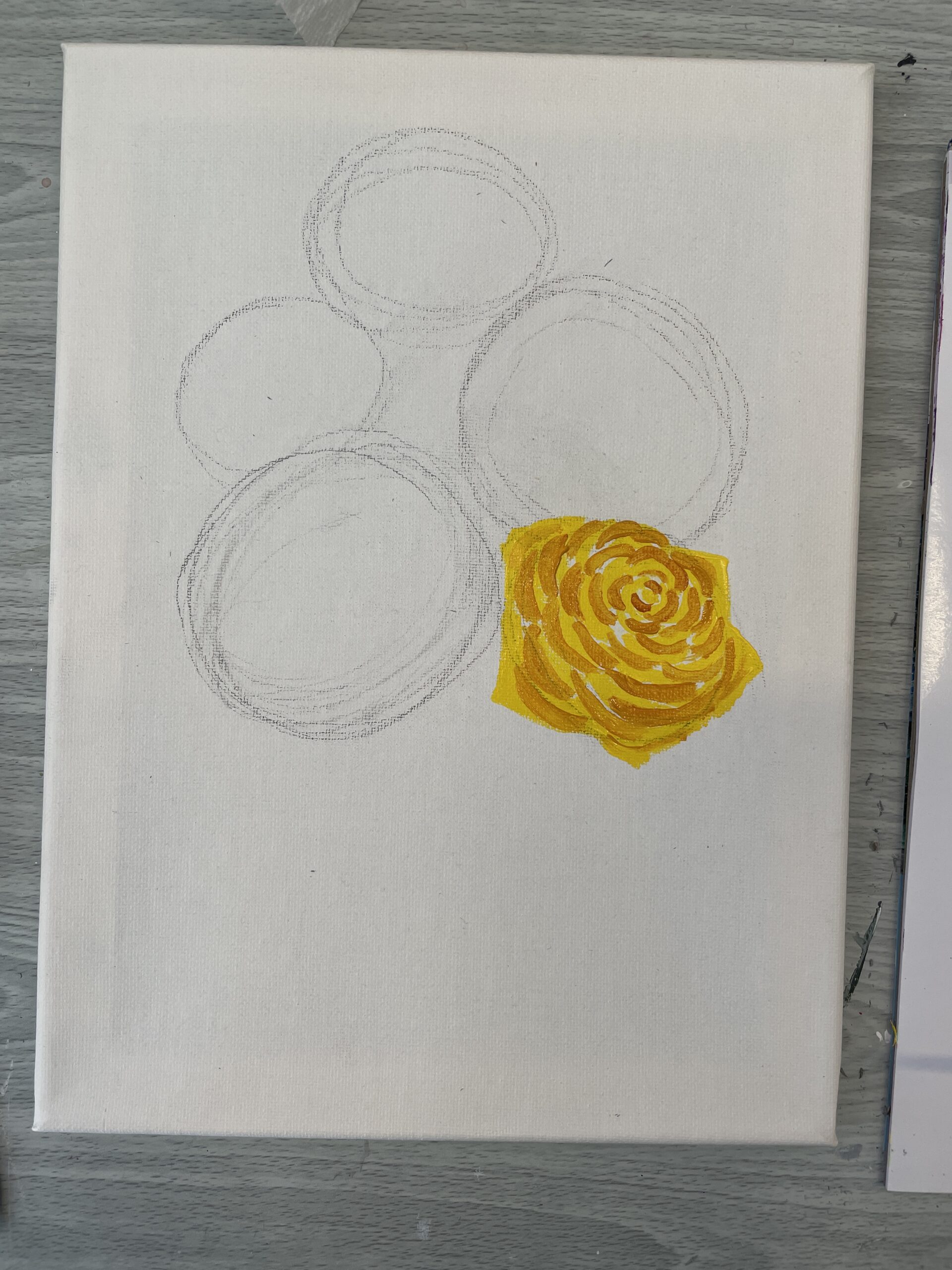 how to paint a yellow rose - shadow