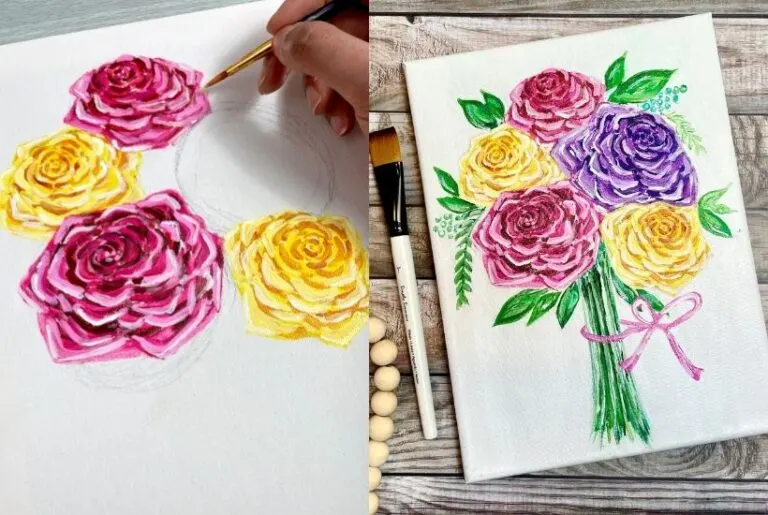 how to paint roses acrylic easy
