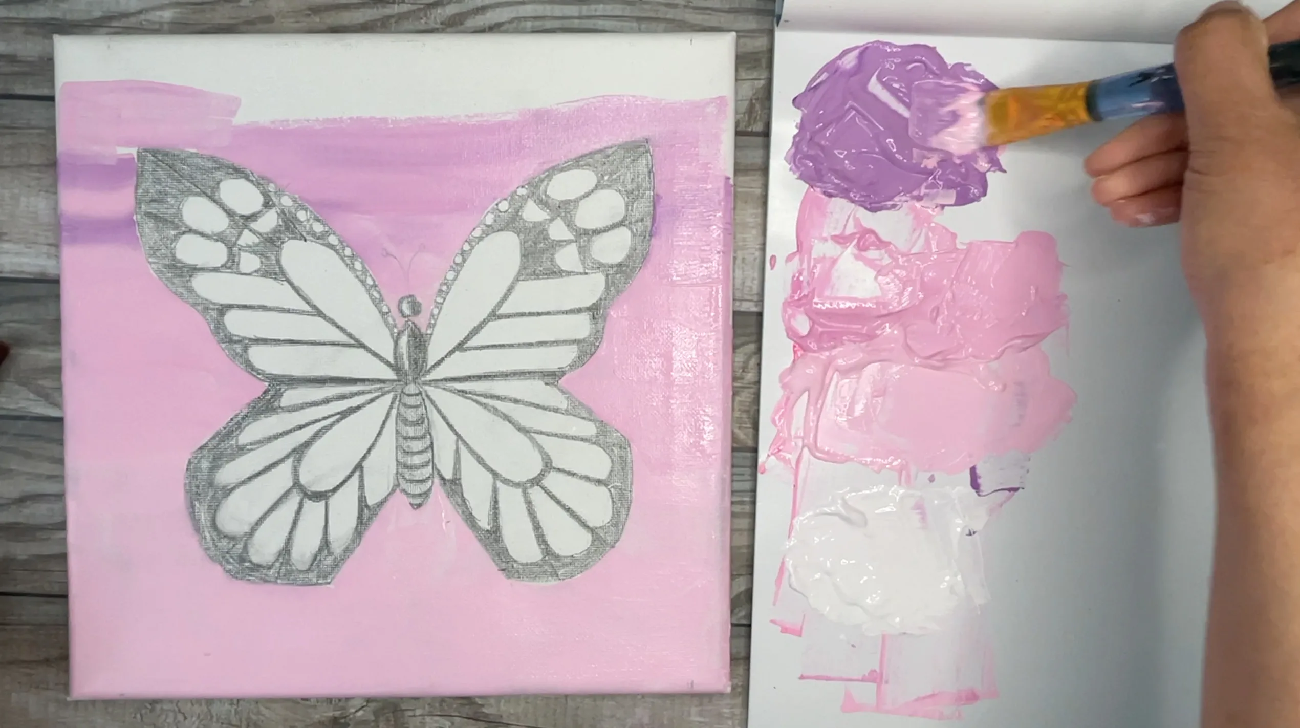 how to paint a butterfly easy sunset background