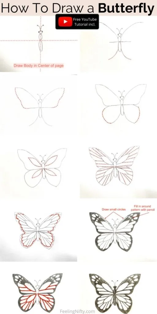 How to Draw a Butterfly Easy-Peasy & Fast ! {for kids, teens and adults}