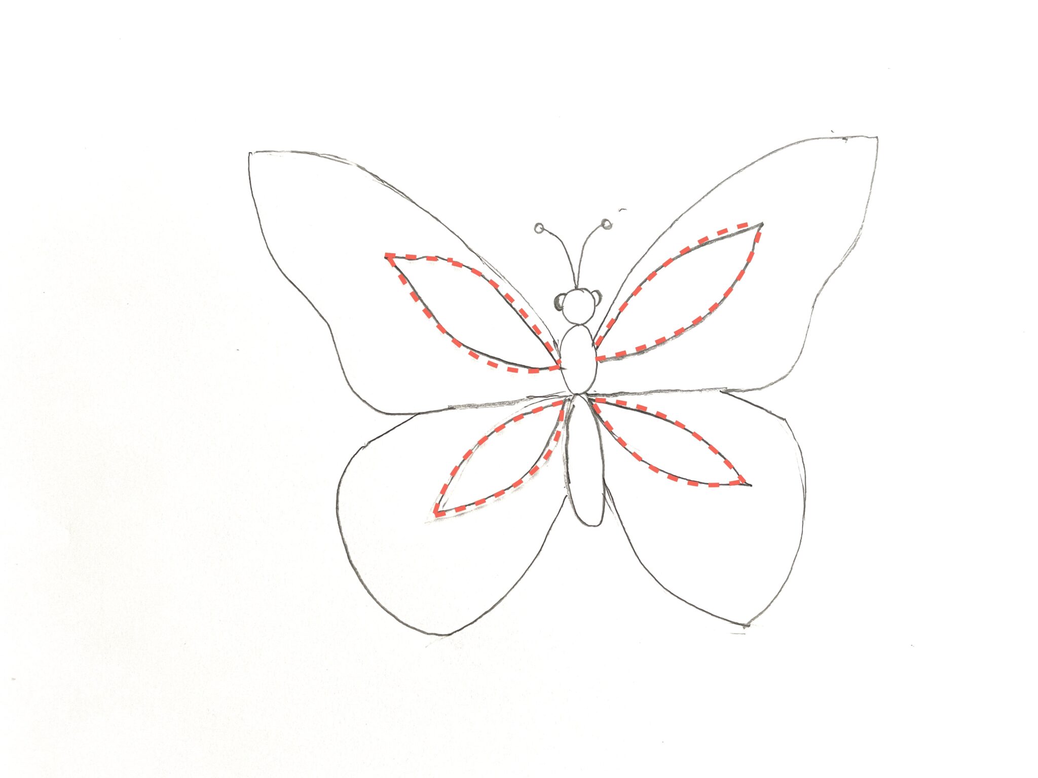 1 Листик прямой складывается и рисует как бабочку боком