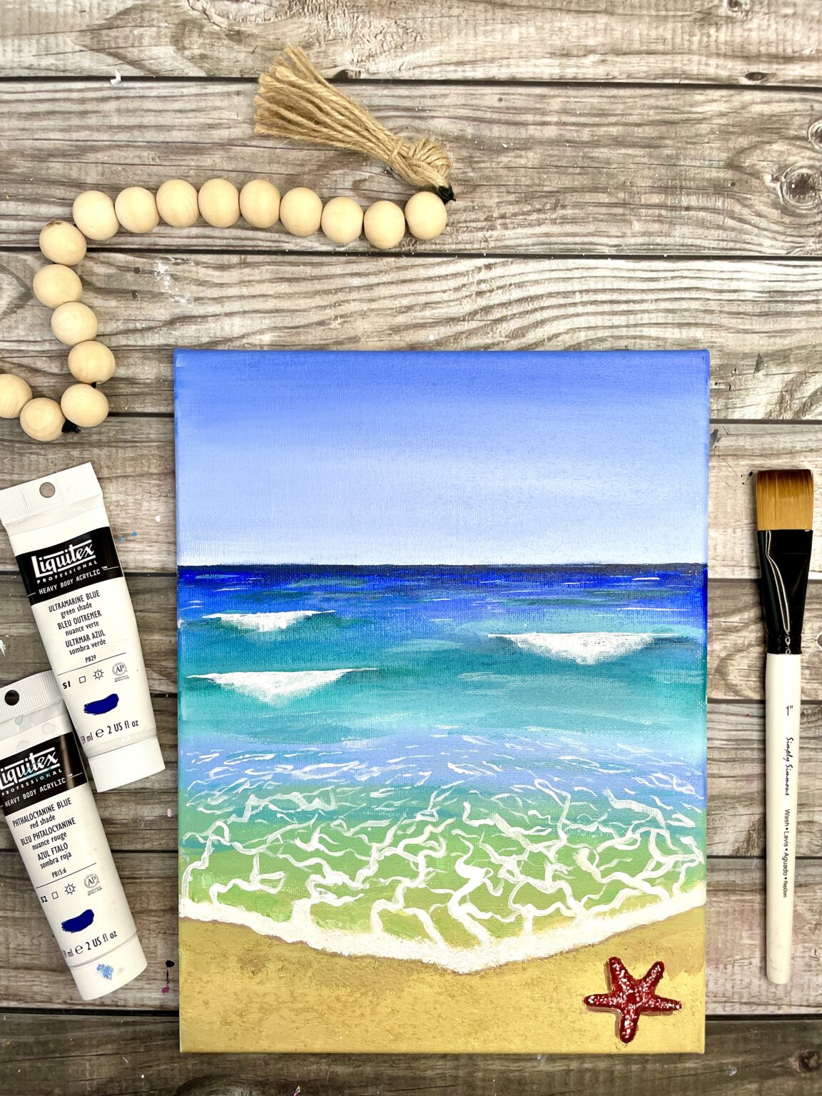 Easy Beach Painting with Acrylics for Beginners Step by Step Tutorial