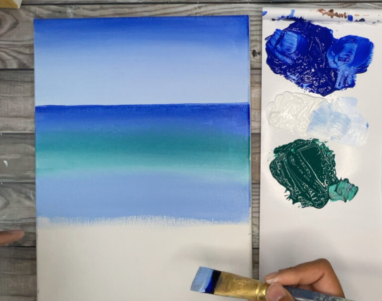 Easy Beach Painting with Acrylics for Beginners | Step by Step Tutorial